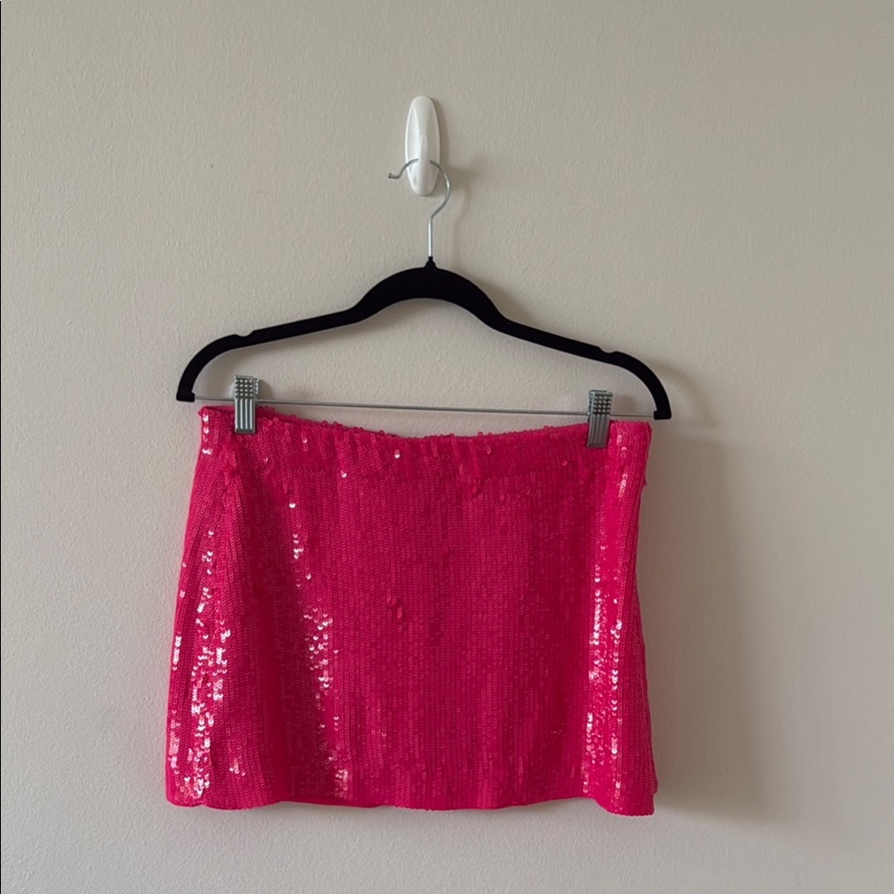 Alice + Olivia Pink Sequin Pencil Mini Skirt Size 6